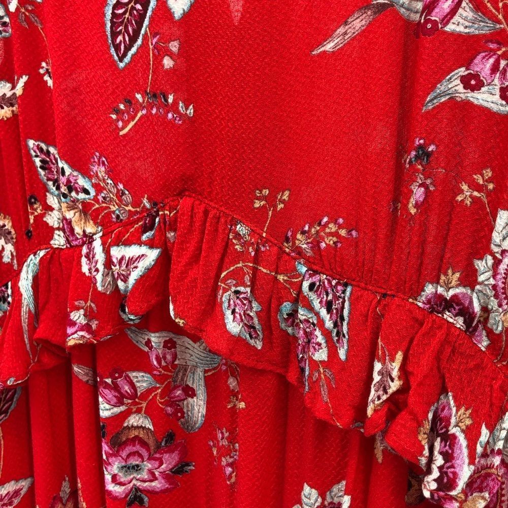 Promod Red Floral Ruffle Button Back Maxi Dress - Picture 4 of 15